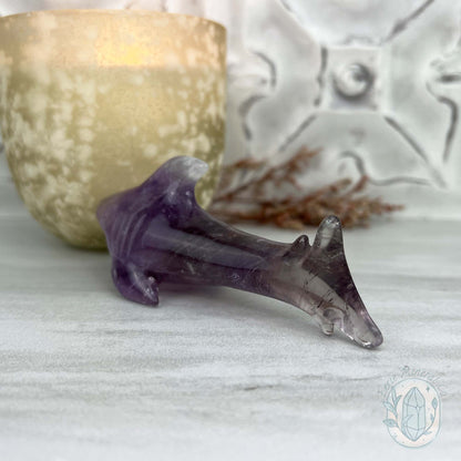 Polished Amethyst Great White Shark Carving