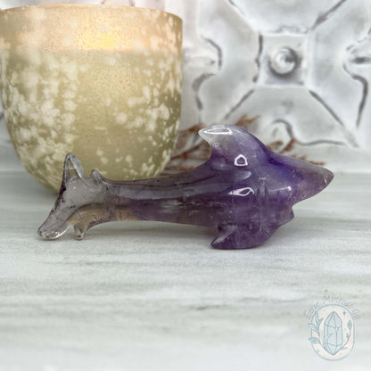 Polished Amethyst Great White Shark Carving