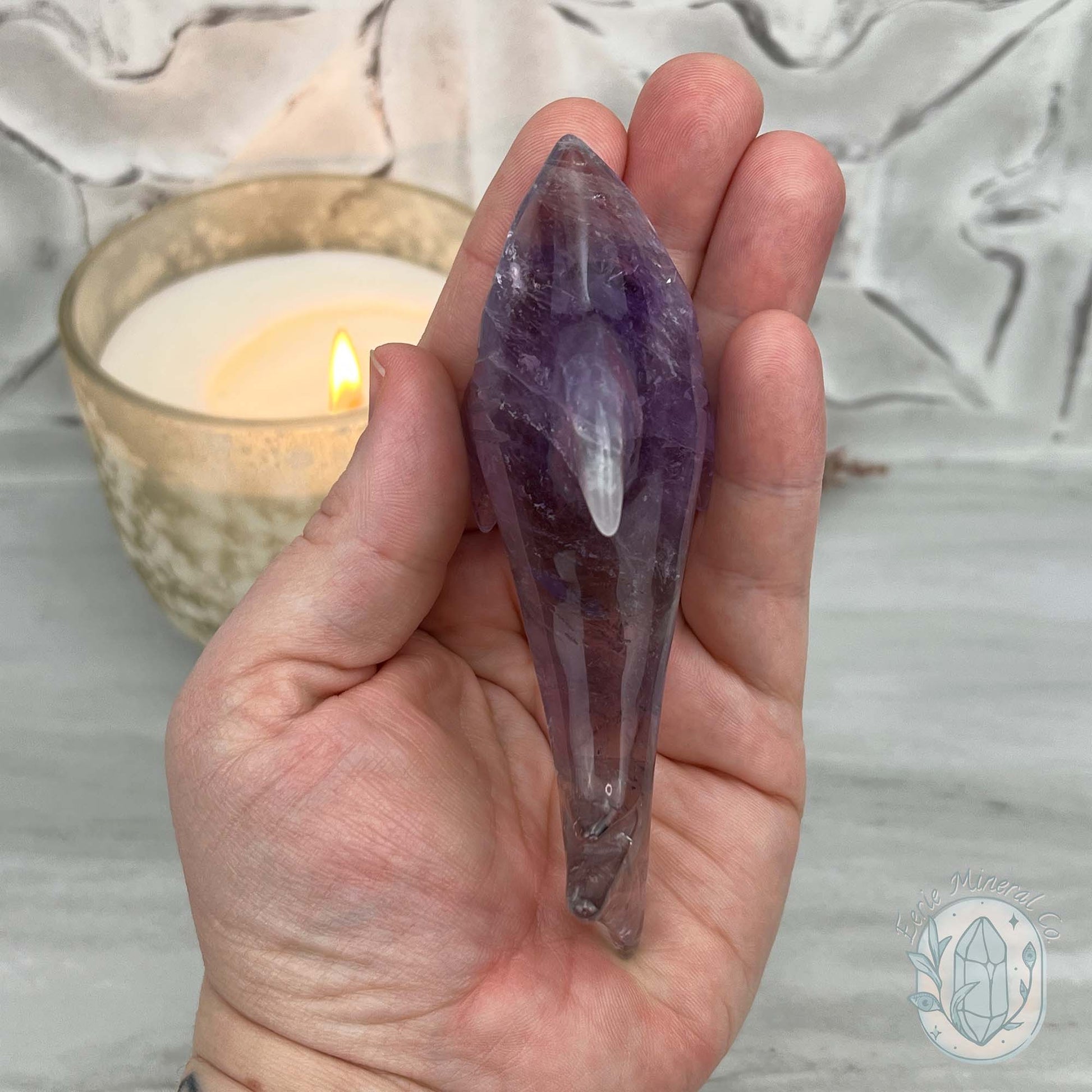 Polished Amethyst Great White Shark Carving