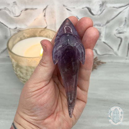 Polished Amethyst Great White Shark Carving