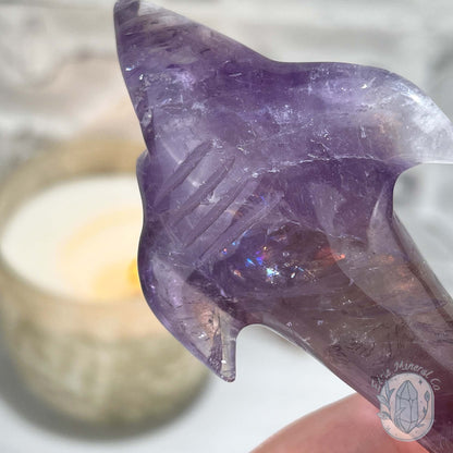 Polished Amethyst Great White Shark Carving