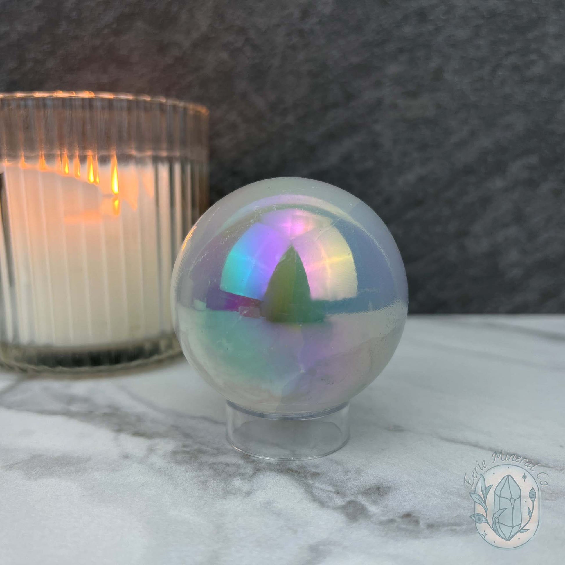 58mm Angel Aura Coated Selenite Sphere