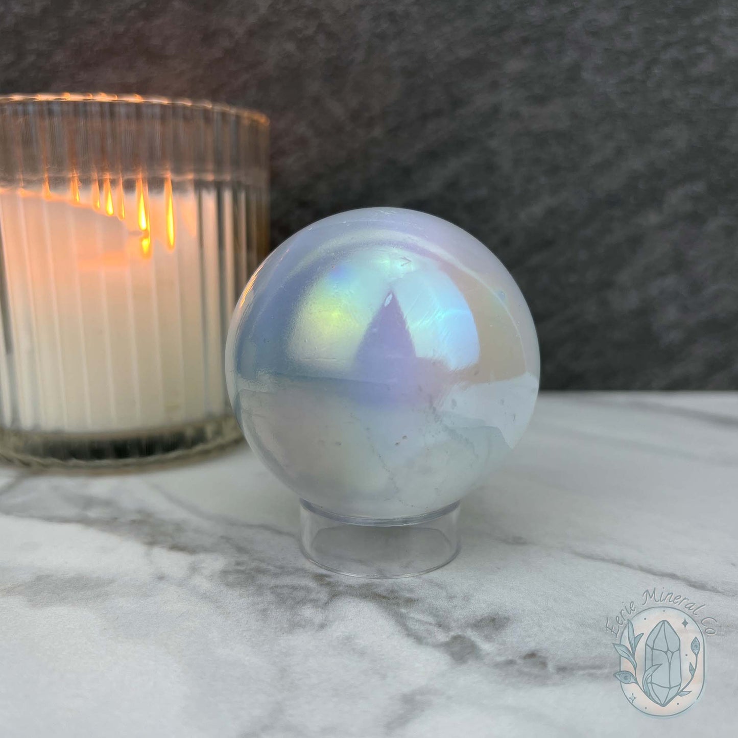 58mm Angel Aura Coated Selenite Sphere