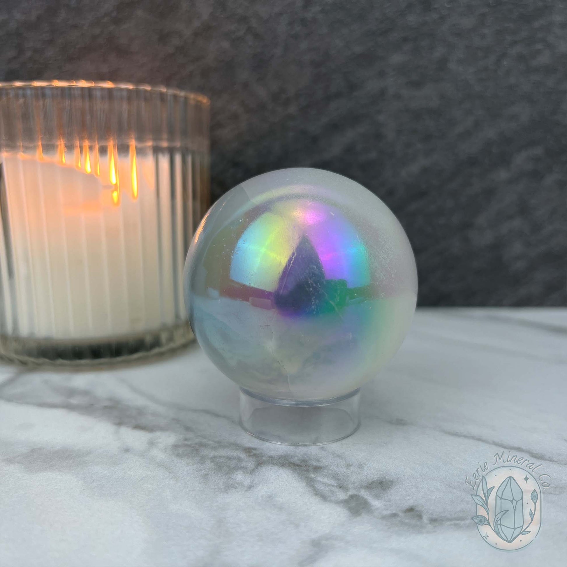 58mm Angel Aura Coated Selenite Sphere