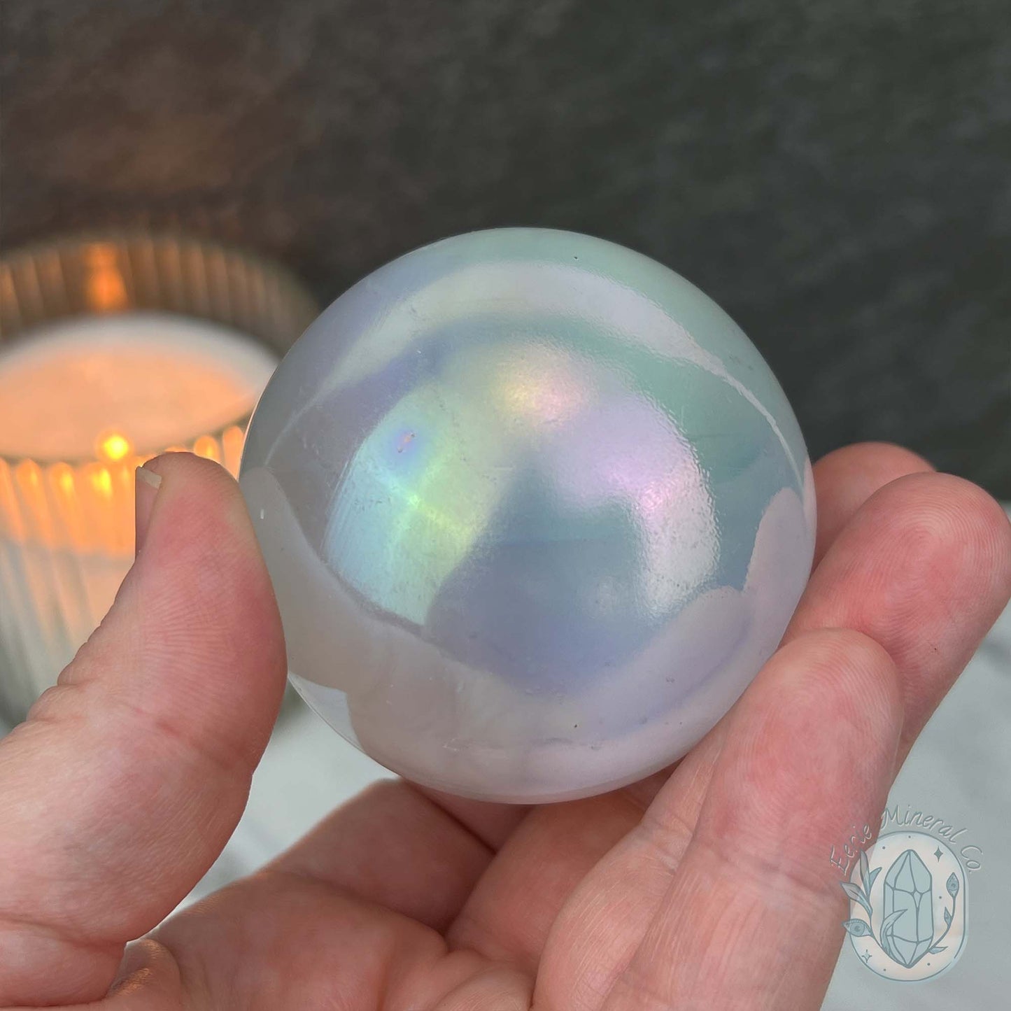 58mm Angel Aura Coated Selenite Sphere