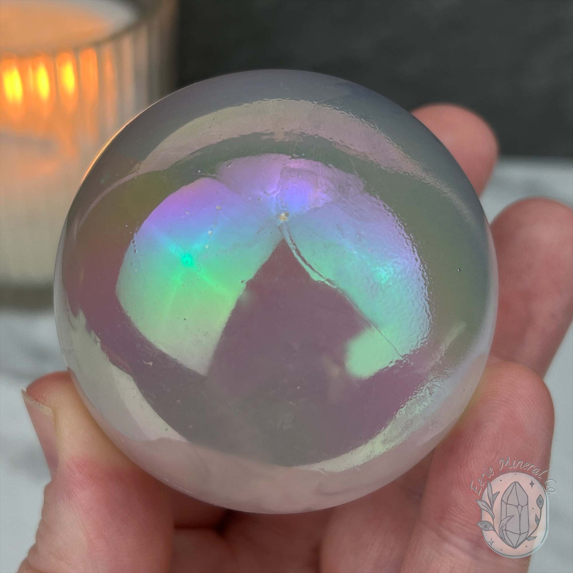 58mm Angel Aura Coated Selenite Sphere