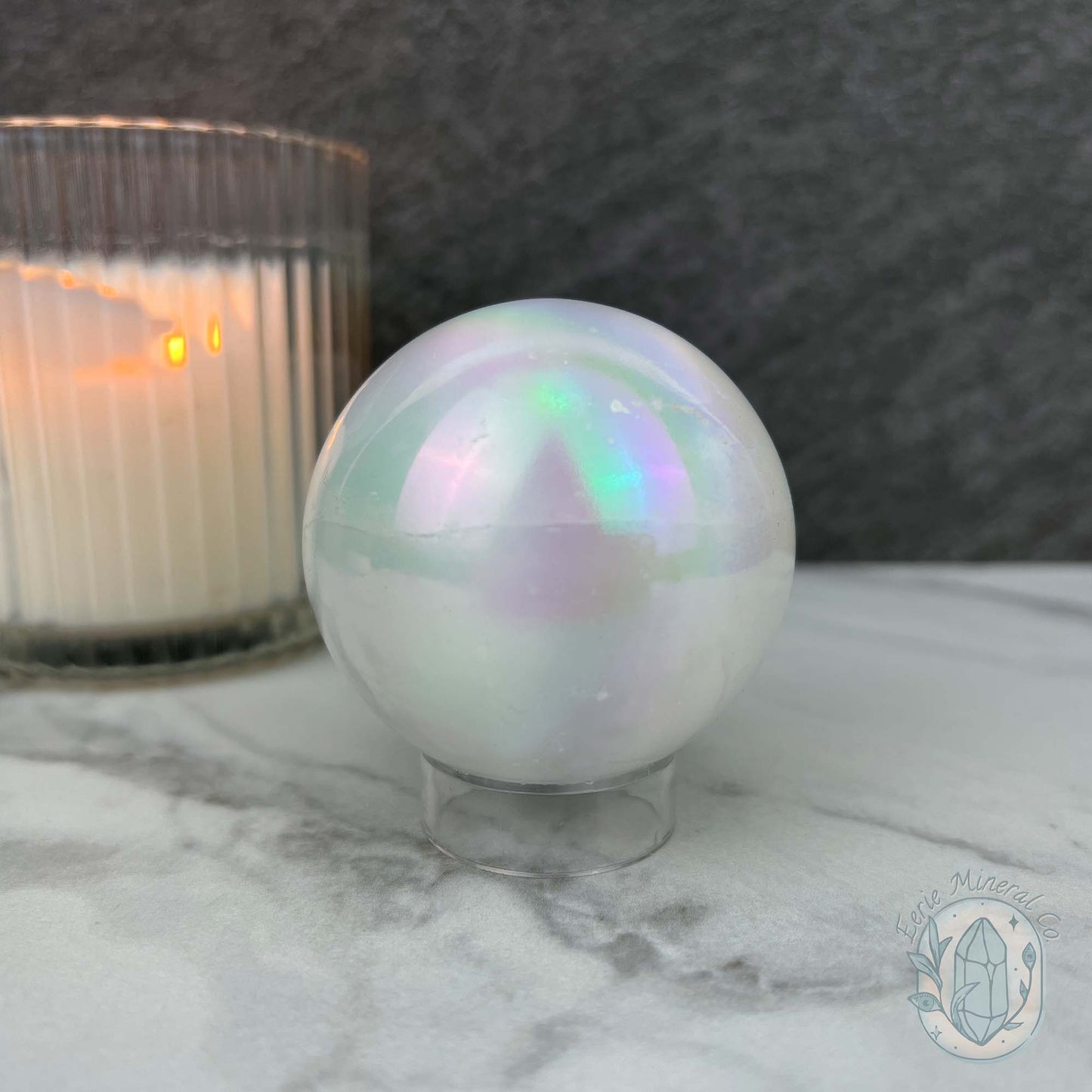 57mm Angel Aura Coated Selenite Sphere