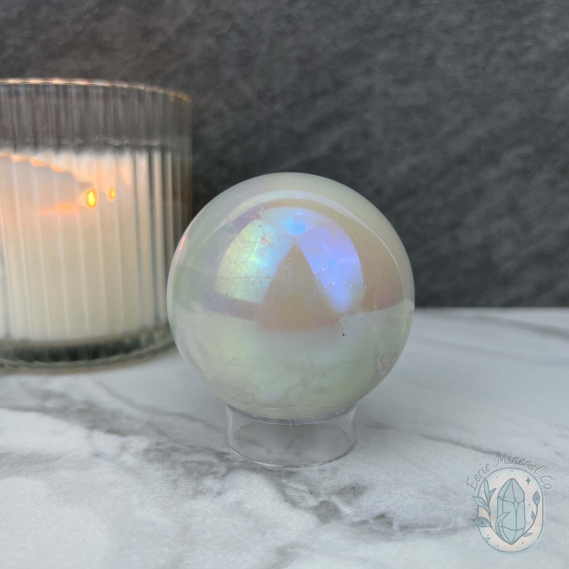 57mm Angel Aura Coated Selenite Sphere
