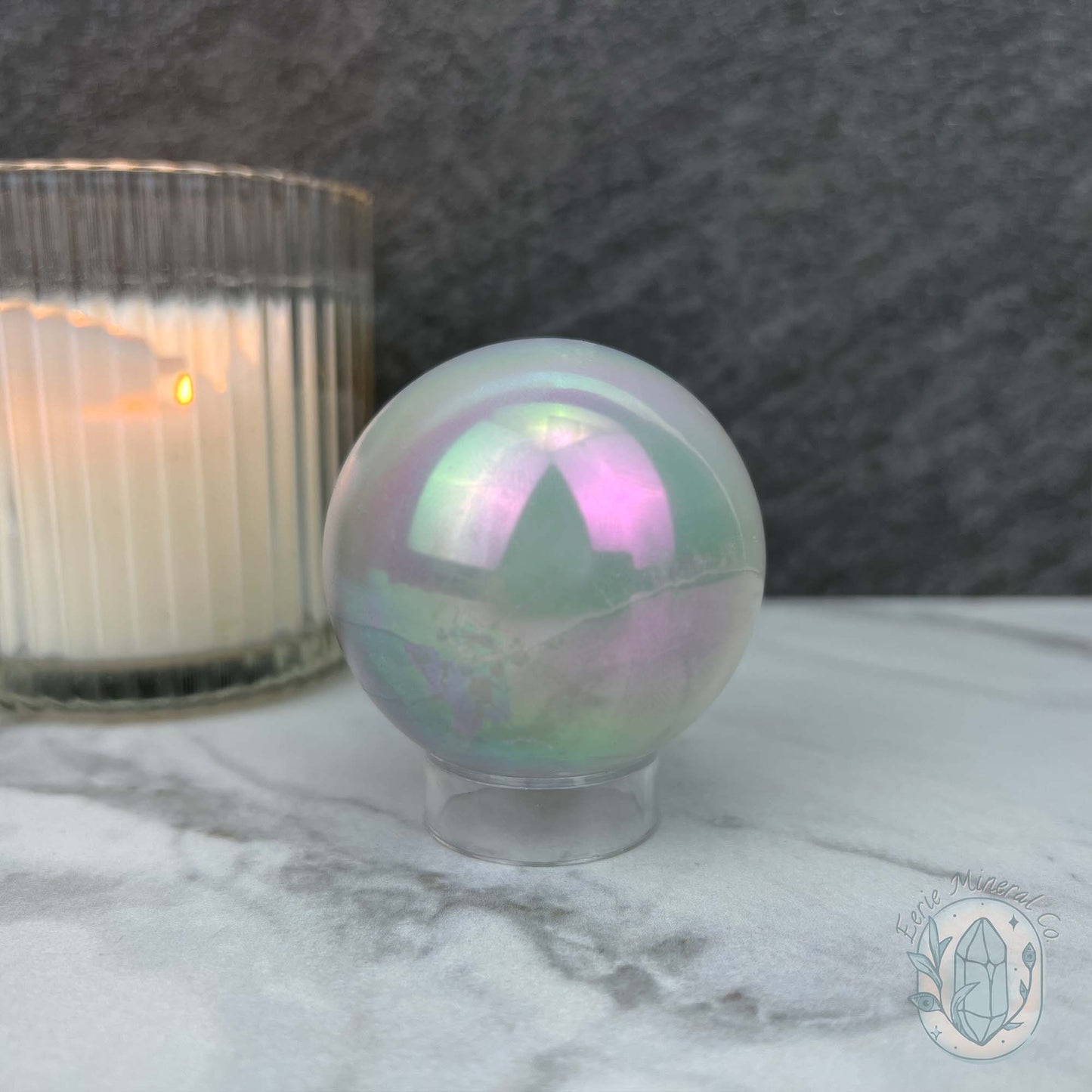 57mm Angel Aura Coated Selenite Sphere