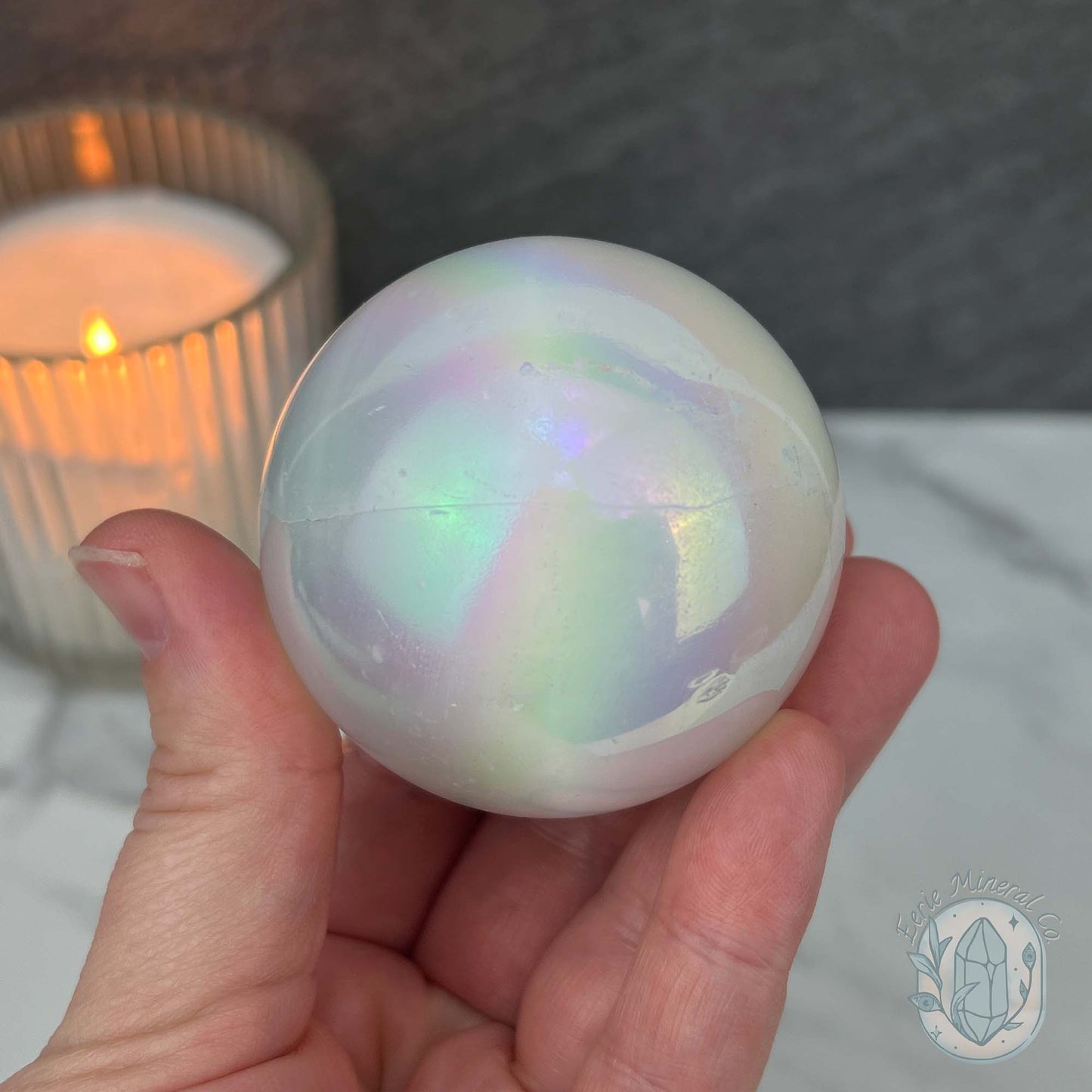 57mm Angel Aura Coated Selenite Sphere