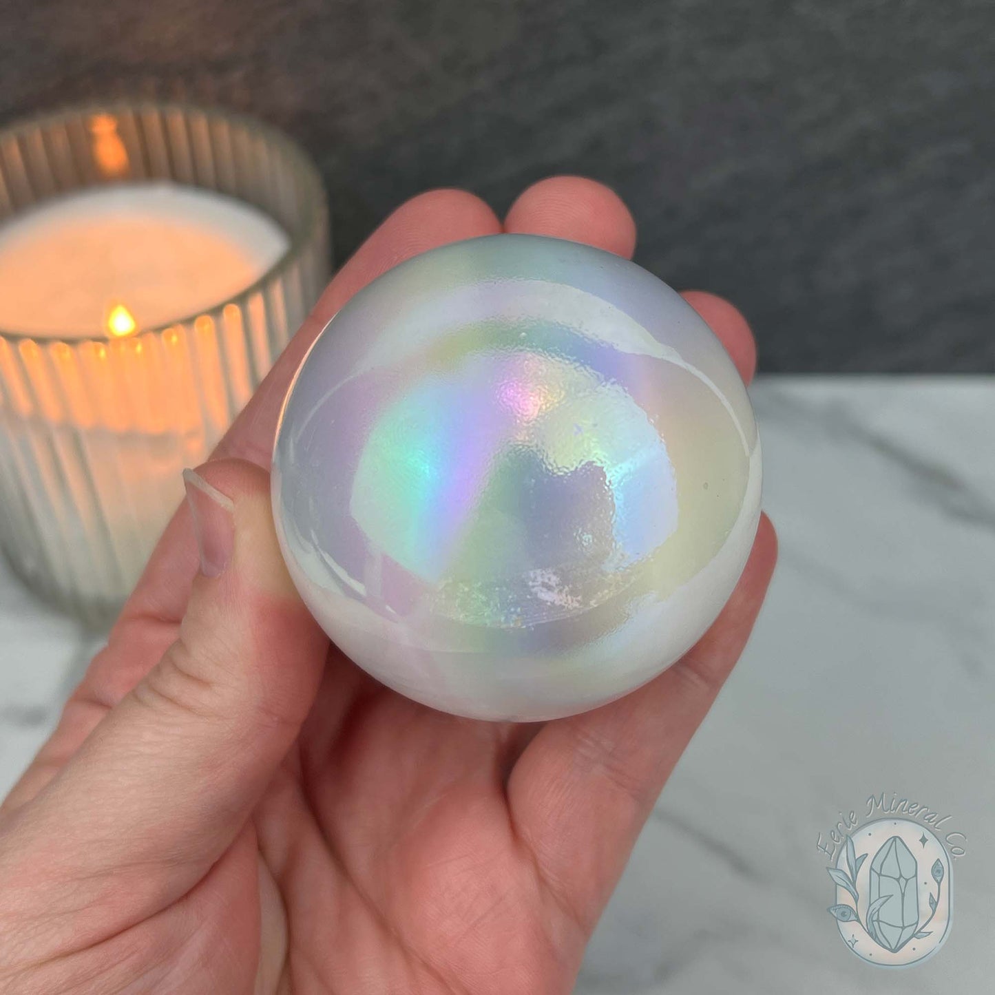 57mm Angel Aura Coated Selenite Sphere