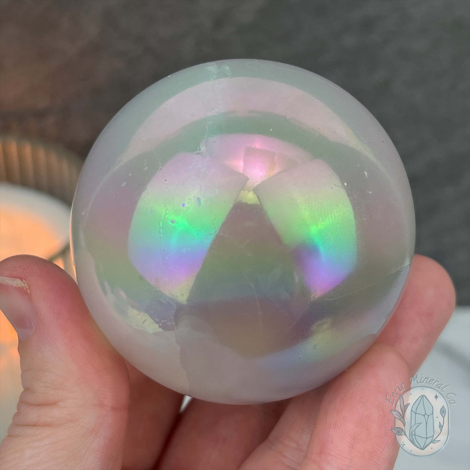 60mm Angel Aura Coated Selenite Sphere