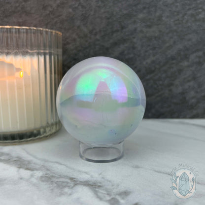 60mm Angel Aura Coated Selenite Sphere