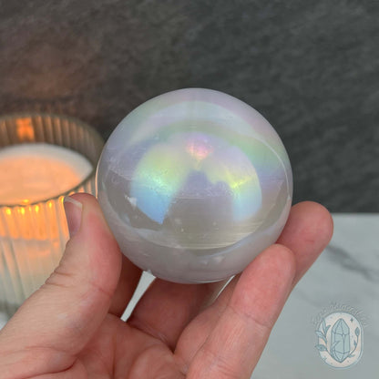 60mm Angel Aura Coated Selenite Sphere