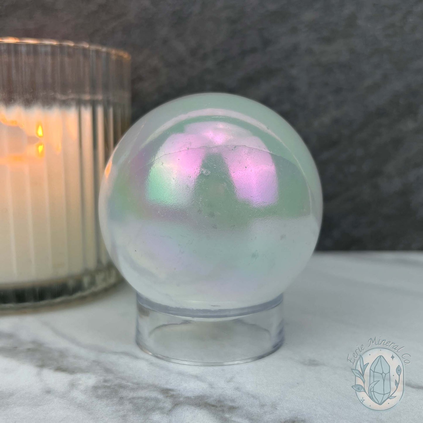 65mm Angel Aura Coated Selenite Sphere