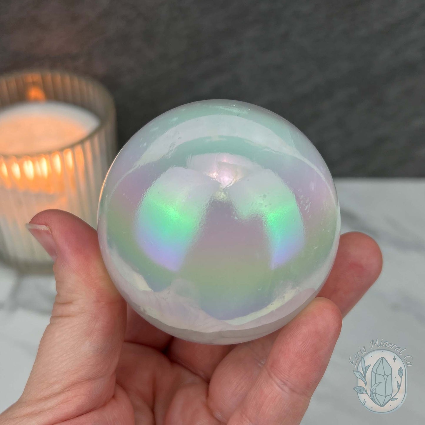 65mm Angel Aura Coated Selenite Sphere