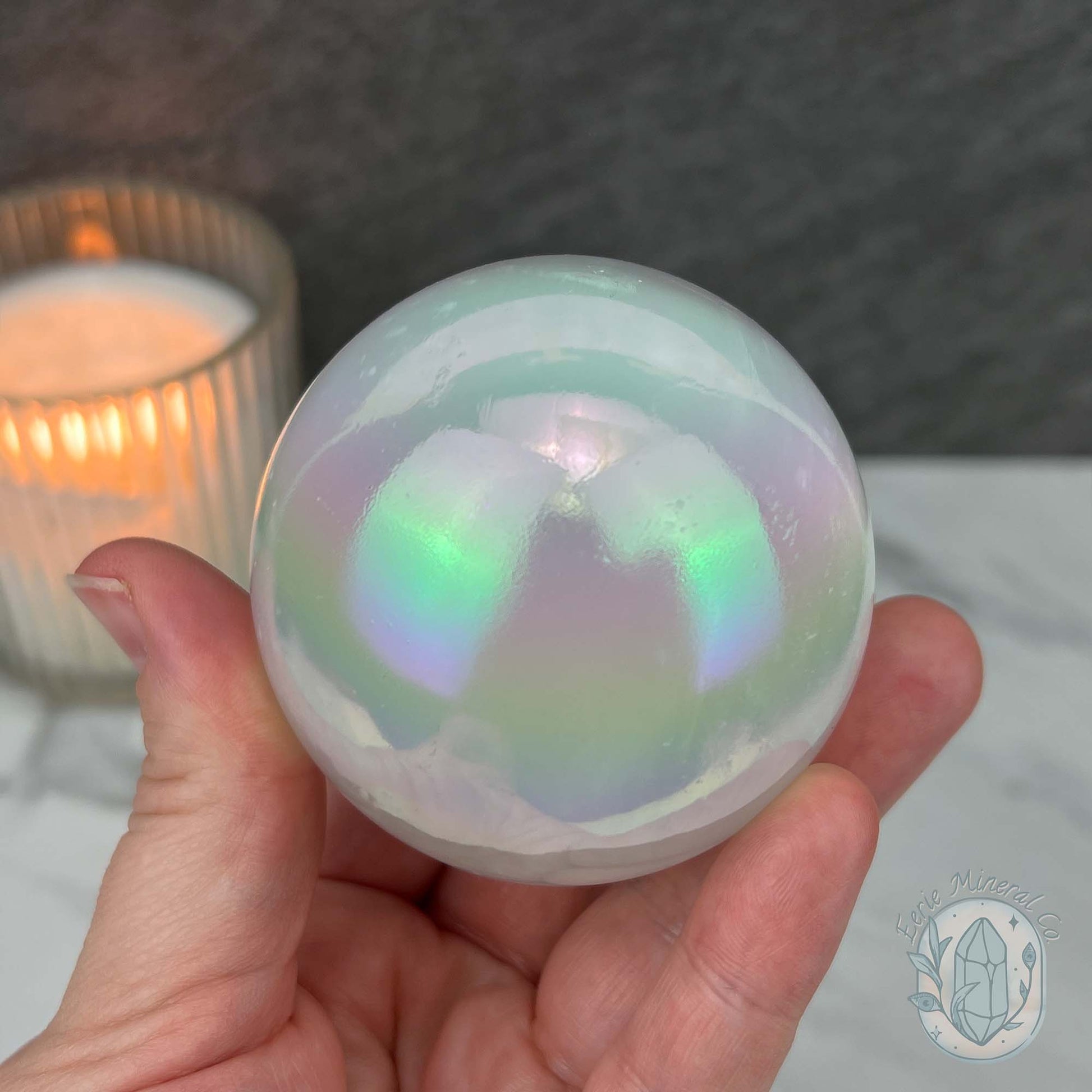 65mm Angel Aura Coated Selenite Sphere