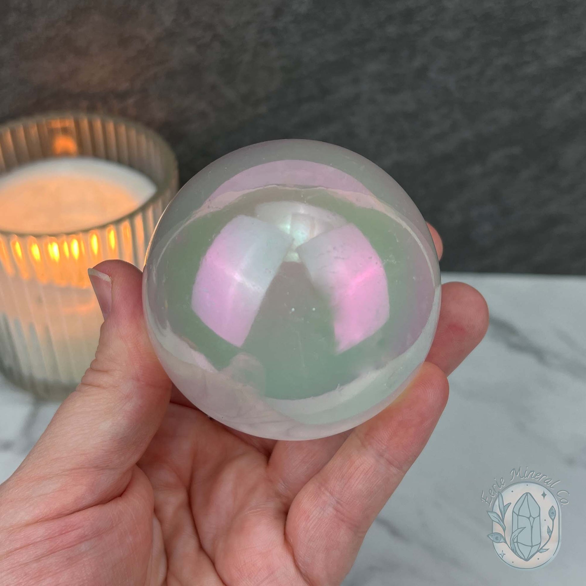 65mm Angel Aura Coated Selenite Sphere