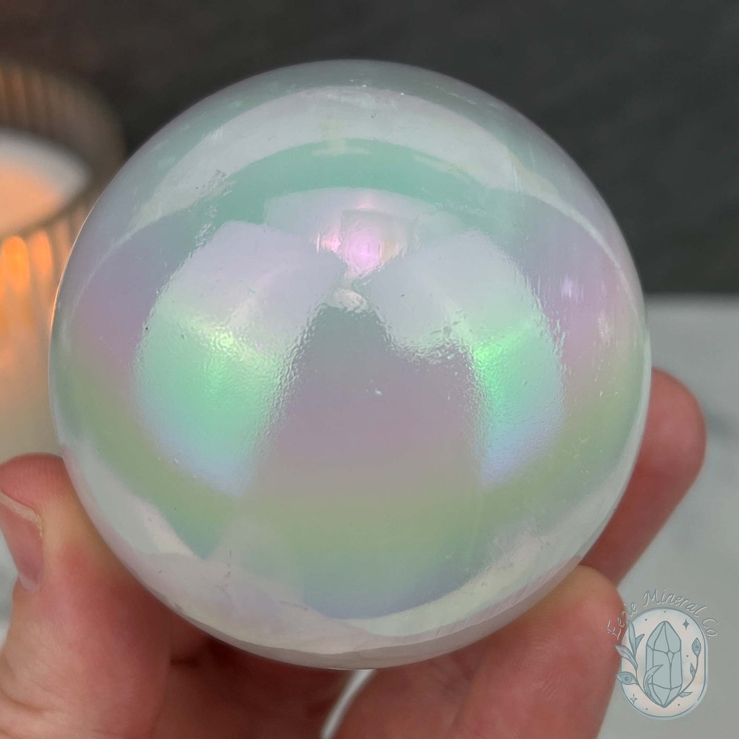 65mm Angel Aura Coated Selenite Sphere