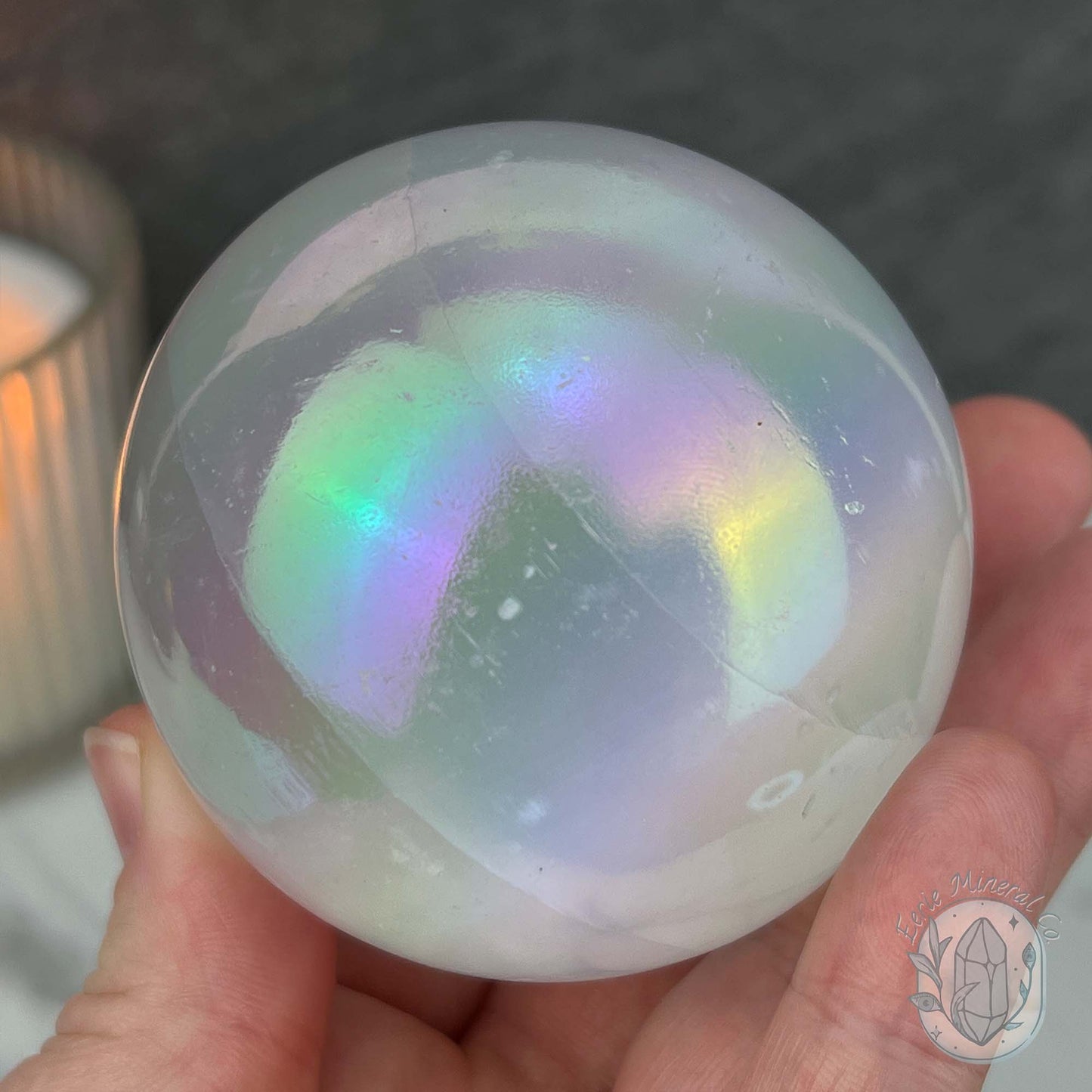 65mm Angel Aura Coated Selenite Sphere