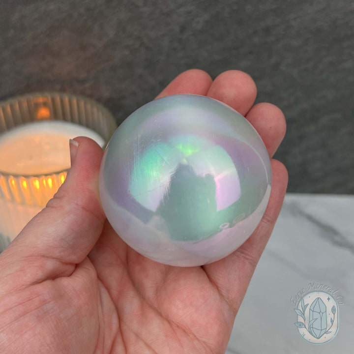 58mm Angel Aura Coated Selenite Sphere