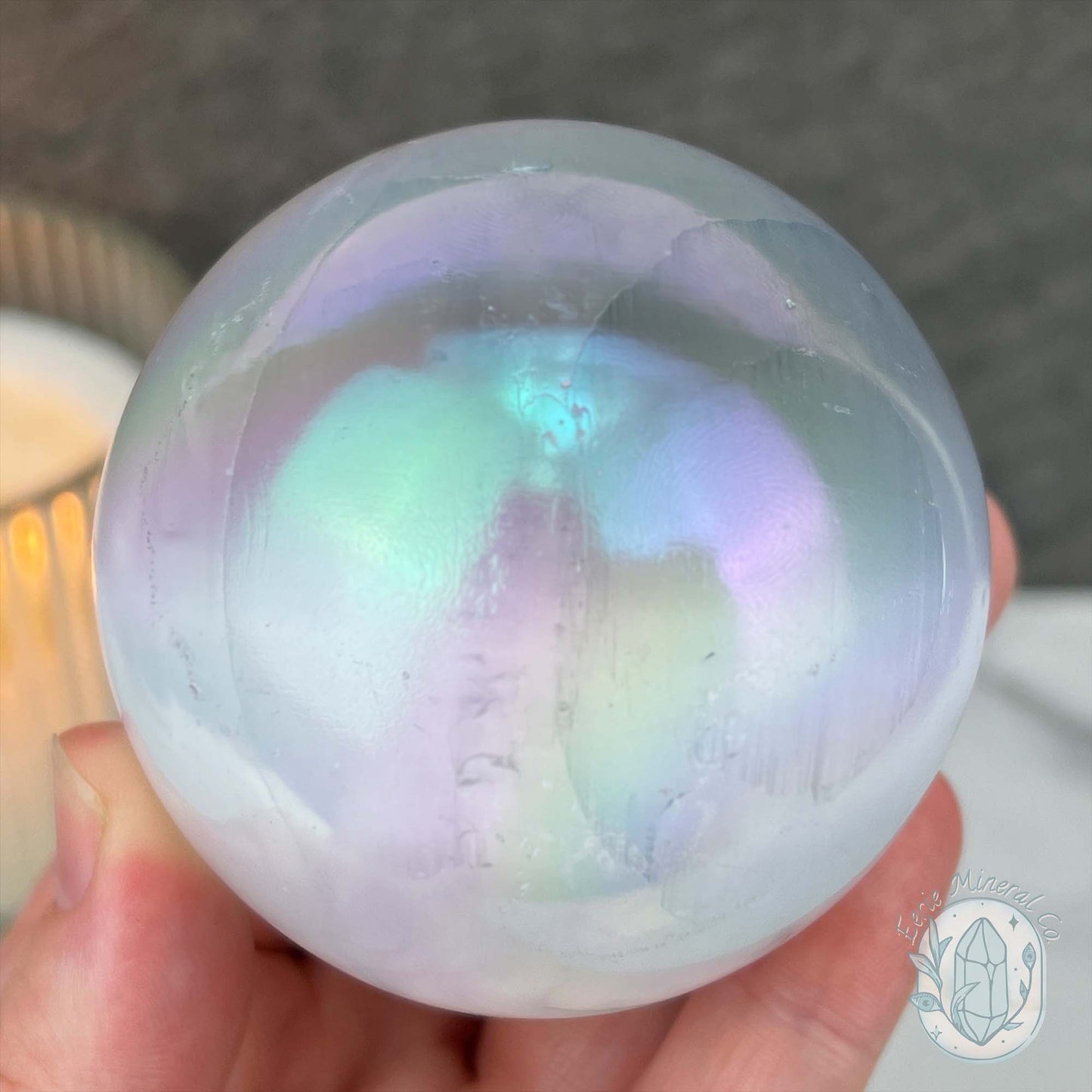 66mm Angel Aura Coated Selenite Sphere