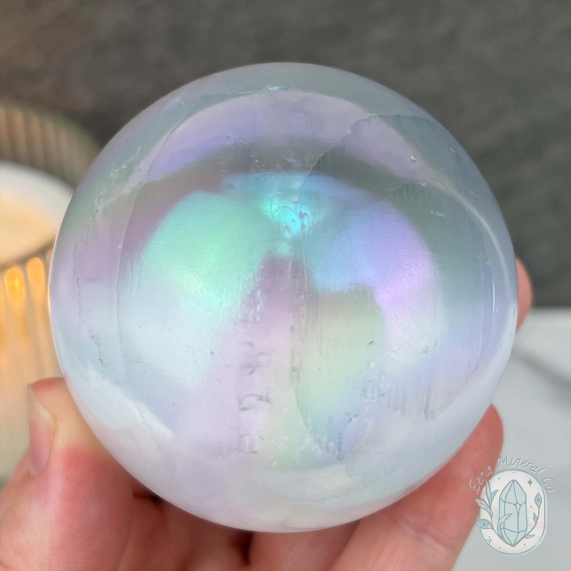 66mm Angel Aura Coated Selenite Sphere