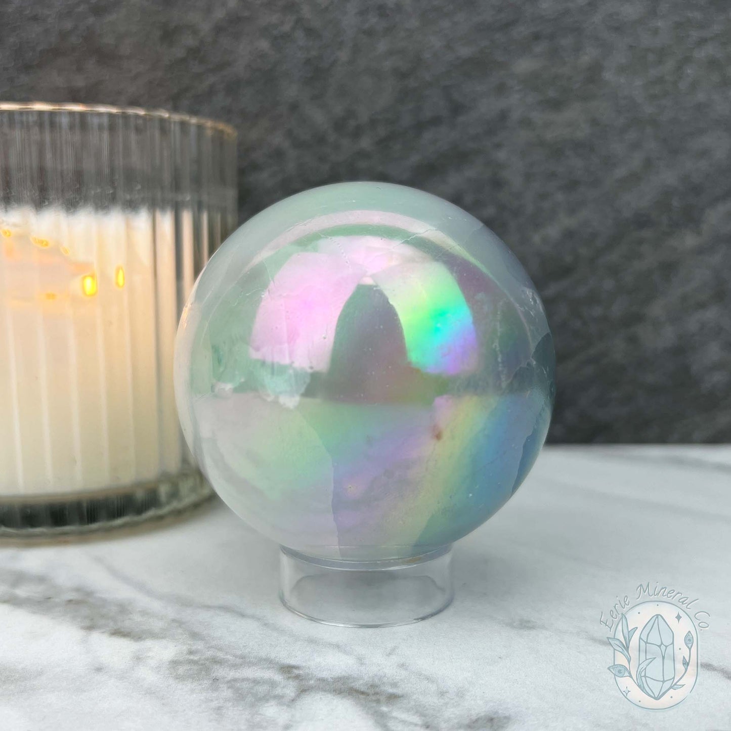 66mm Angel Aura Coated Selenite Sphere