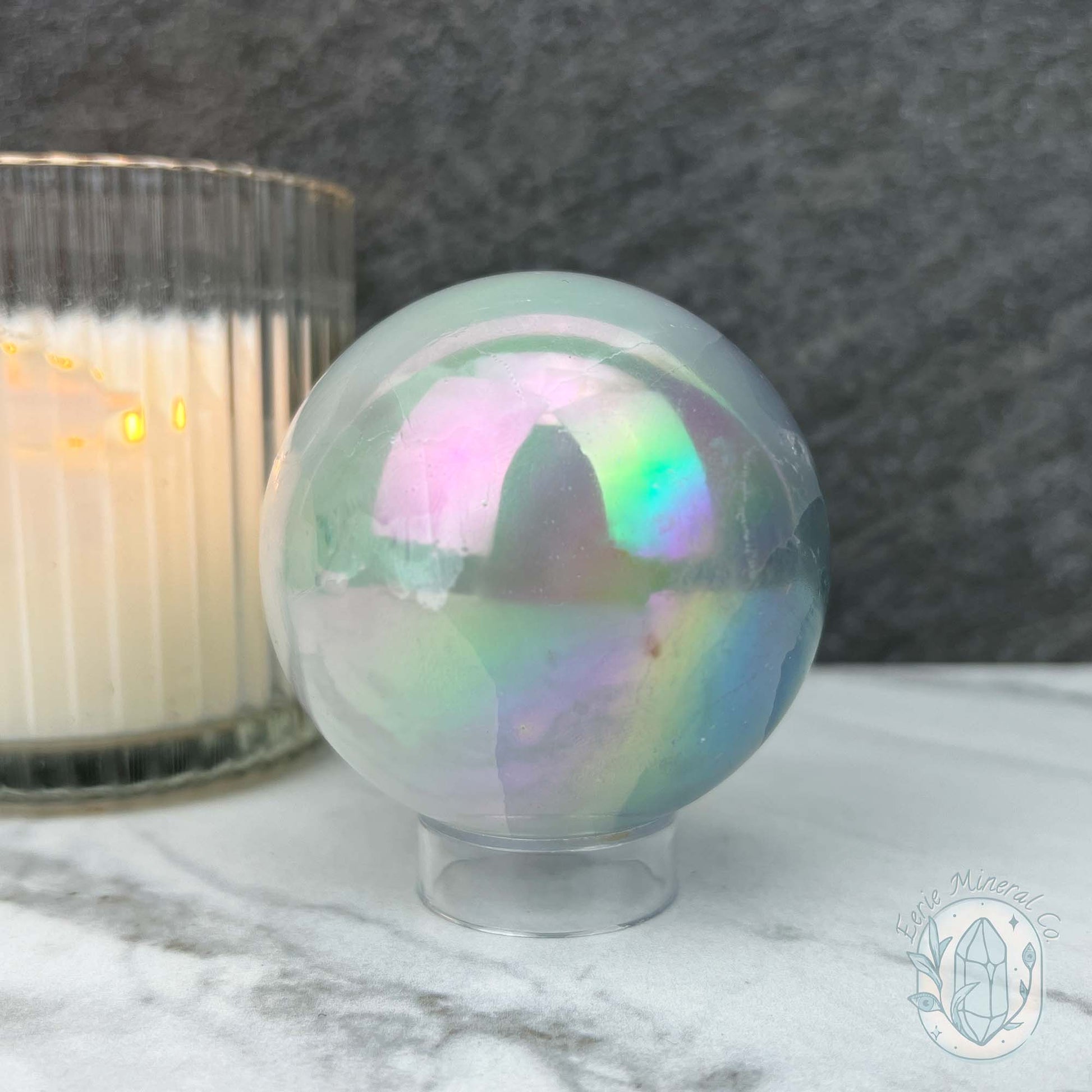 66mm Angel Aura Coated Selenite Sphere