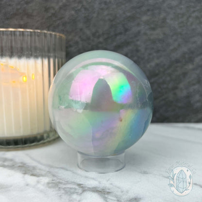 66mm Angel Aura Coated Selenite Sphere