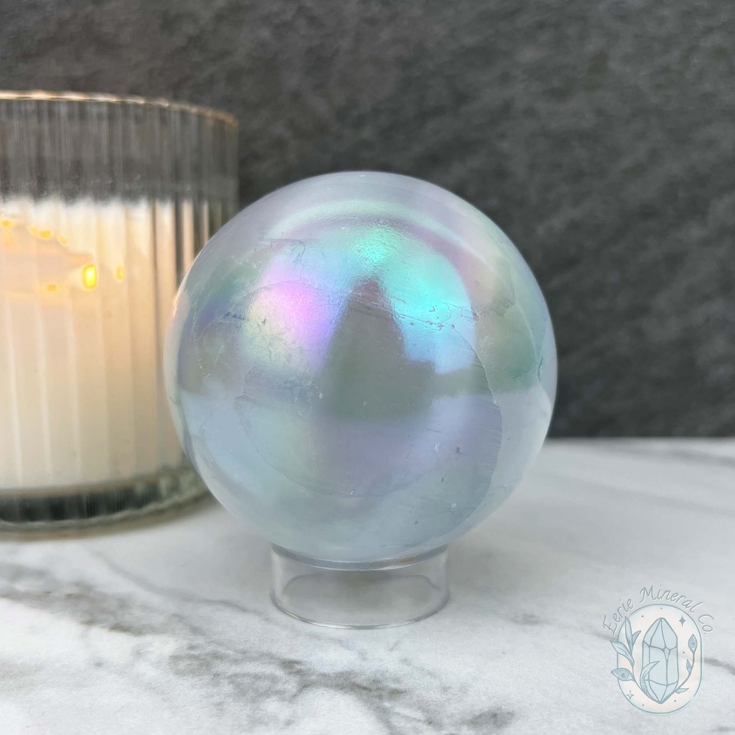 66mm Angel Aura Coated Selenite Sphere