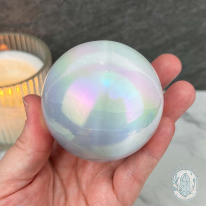66mm Angel Aura Coated Selenite Sphere