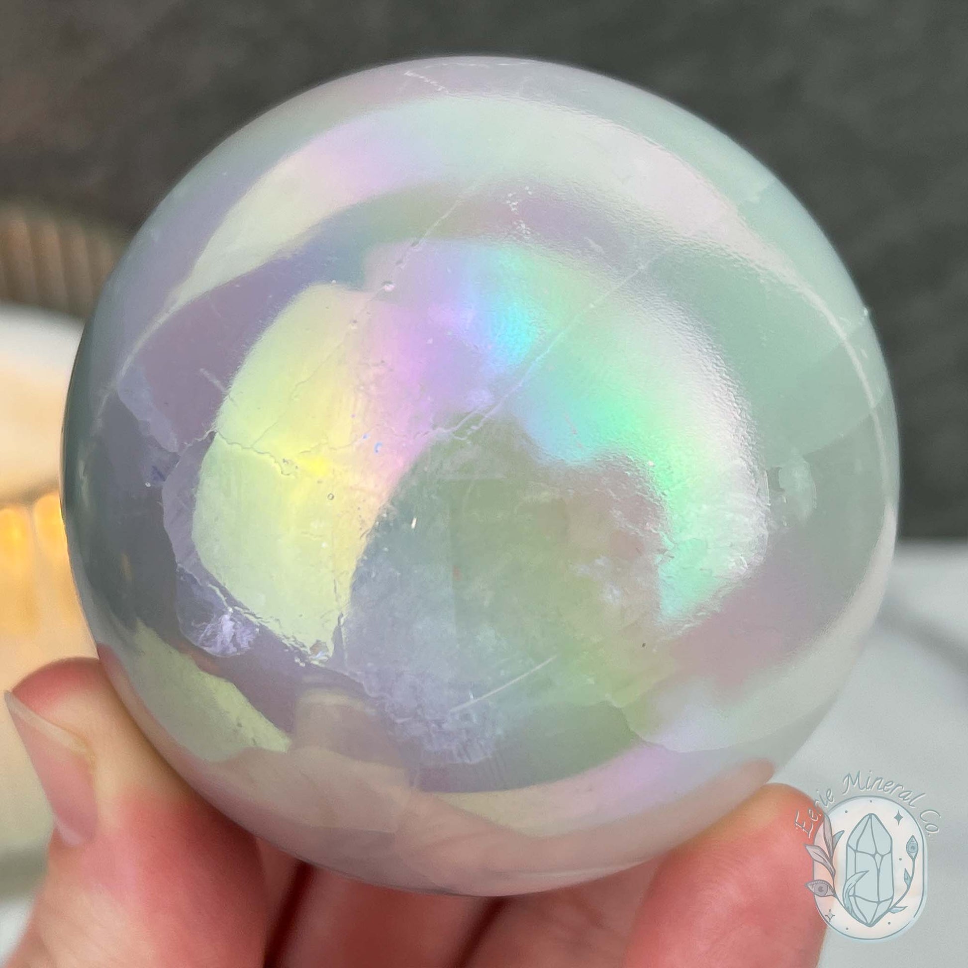 66mm Angel Aura Coated Selenite Sphere