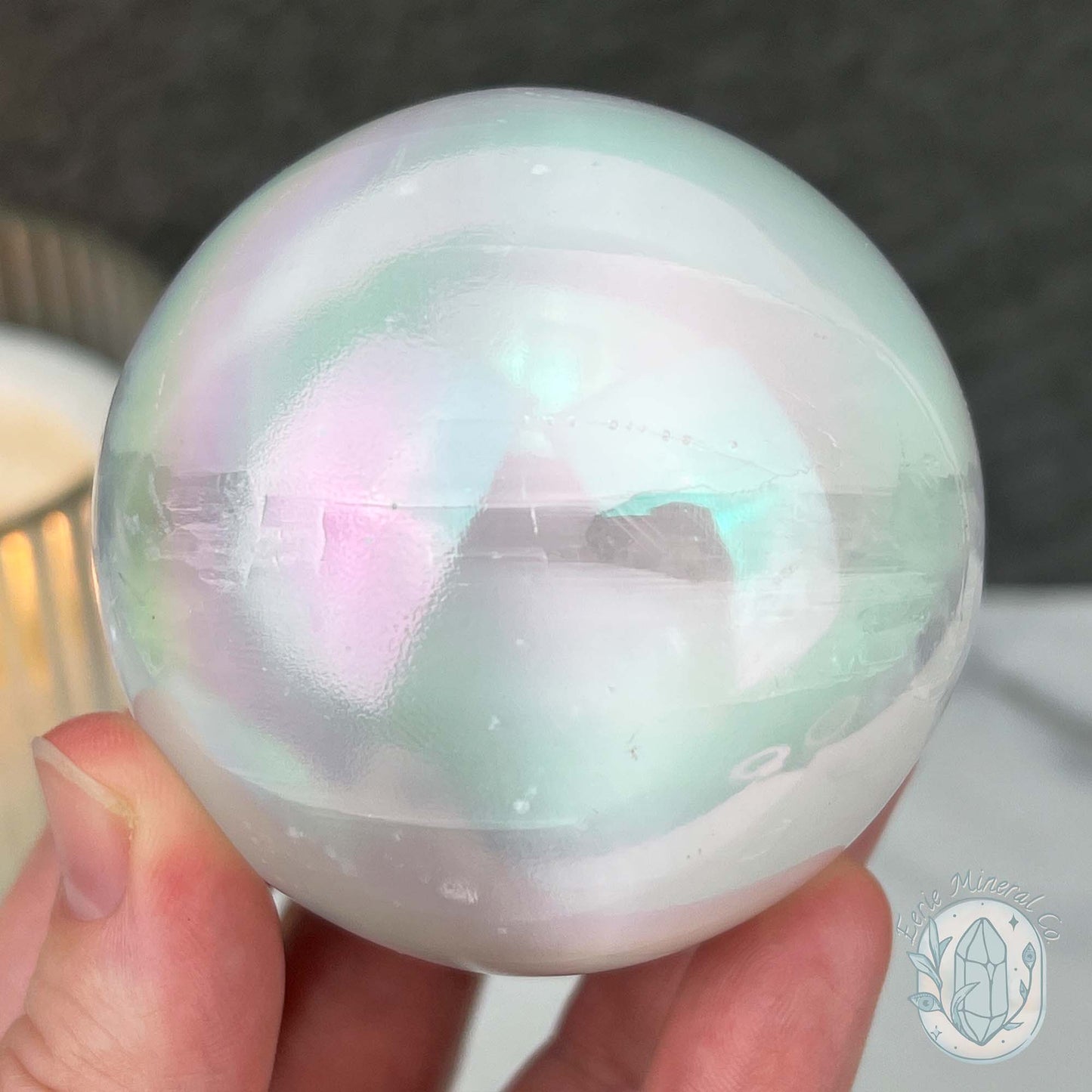 66mm Angel Aura Coated Selenite Sphere