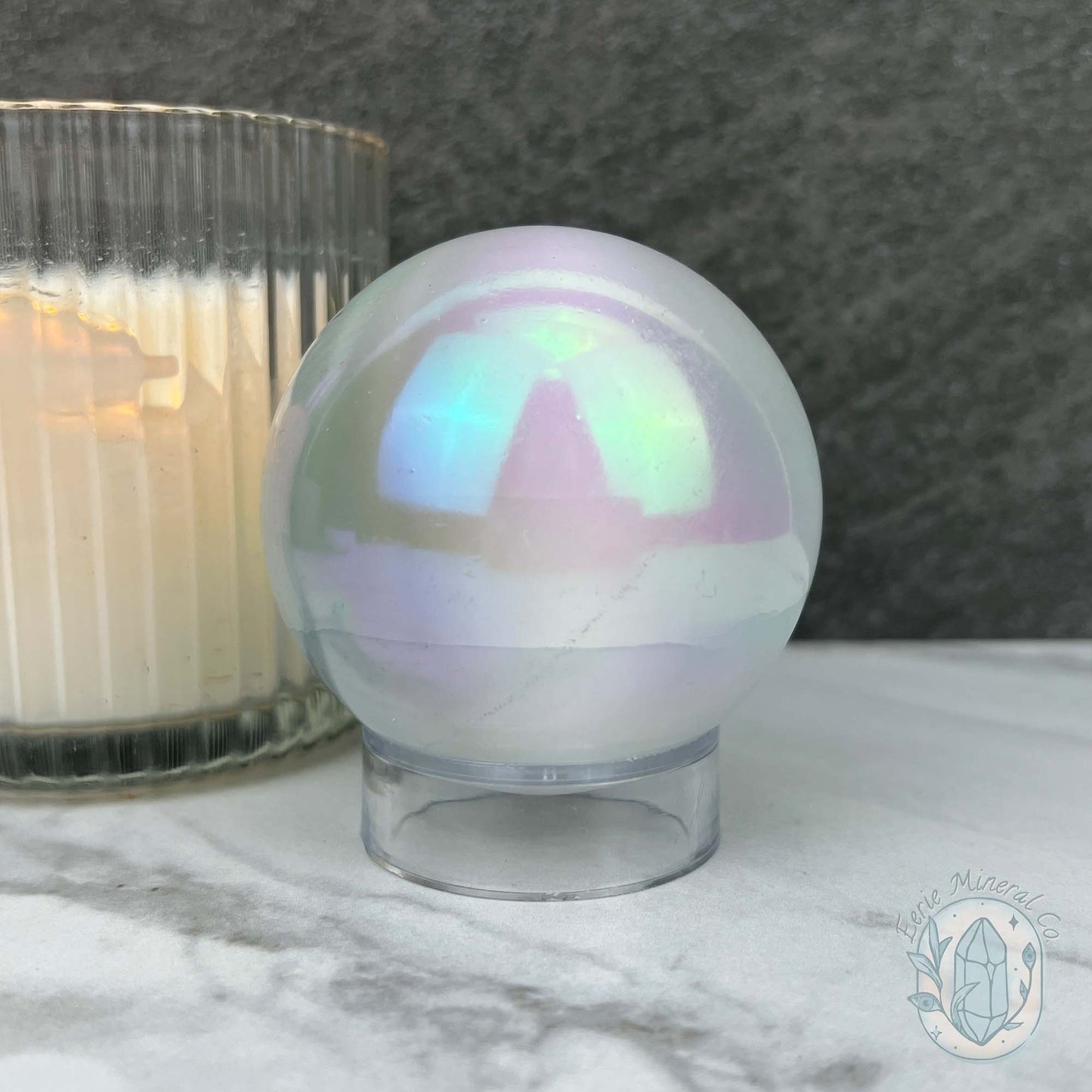 67mm Angel Aura Coated Selenite Sphere