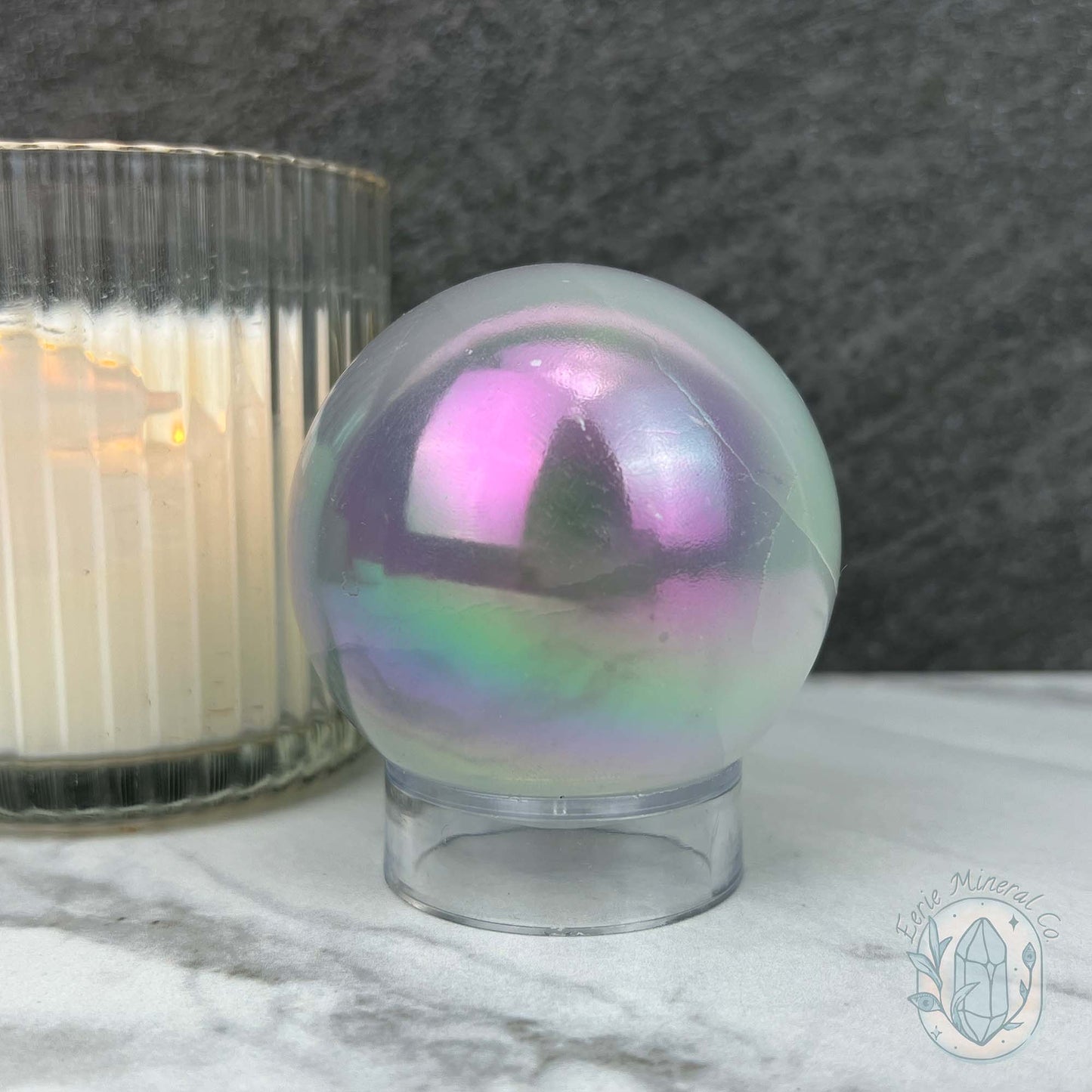 67mm Angel Aura Coated Selenite Sphere