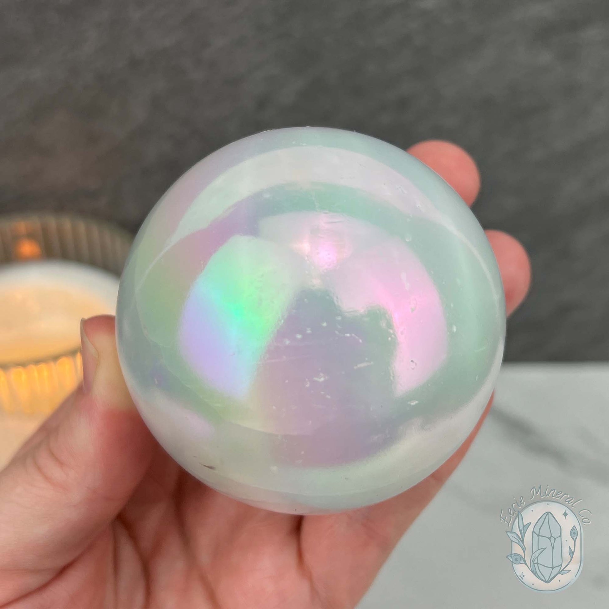 67mm Angel Aura Coated Selenite Sphere