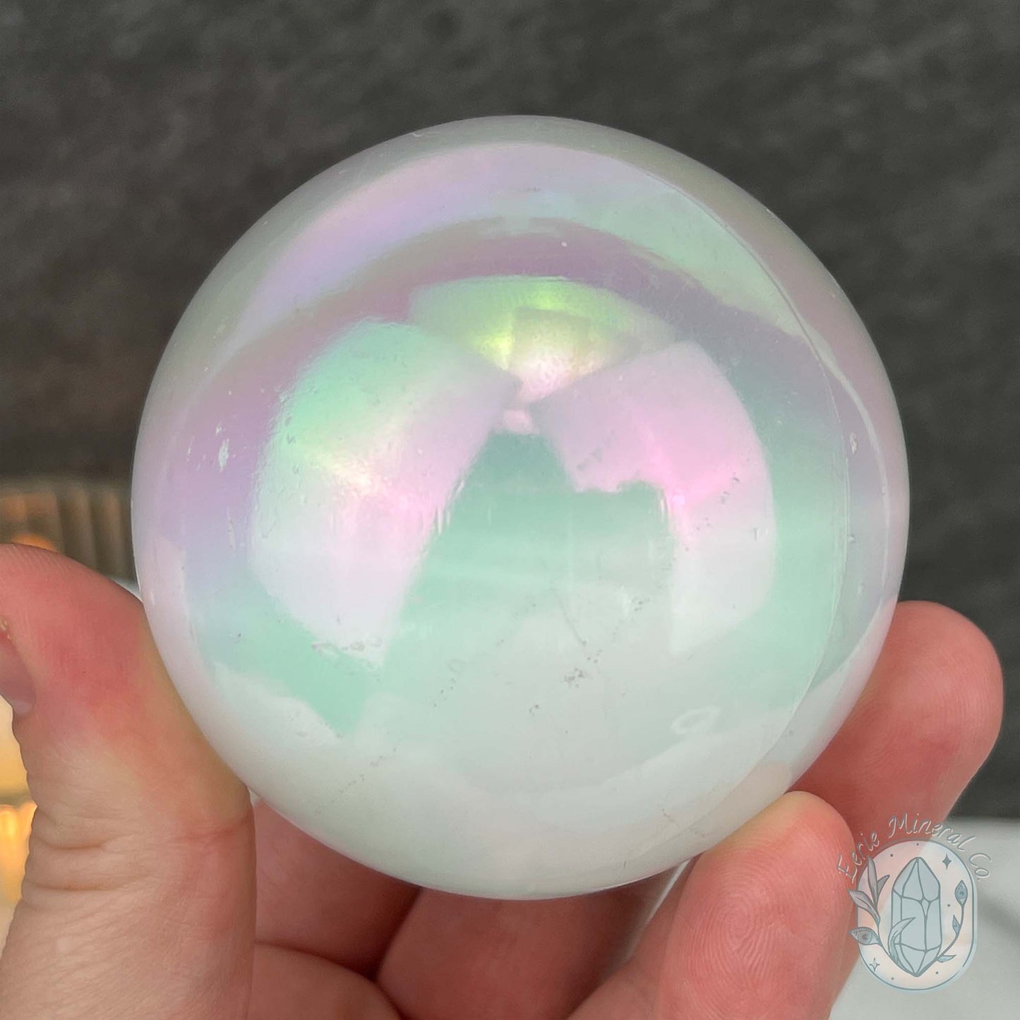 67mm Angel Aura Coated Selenite Sphere