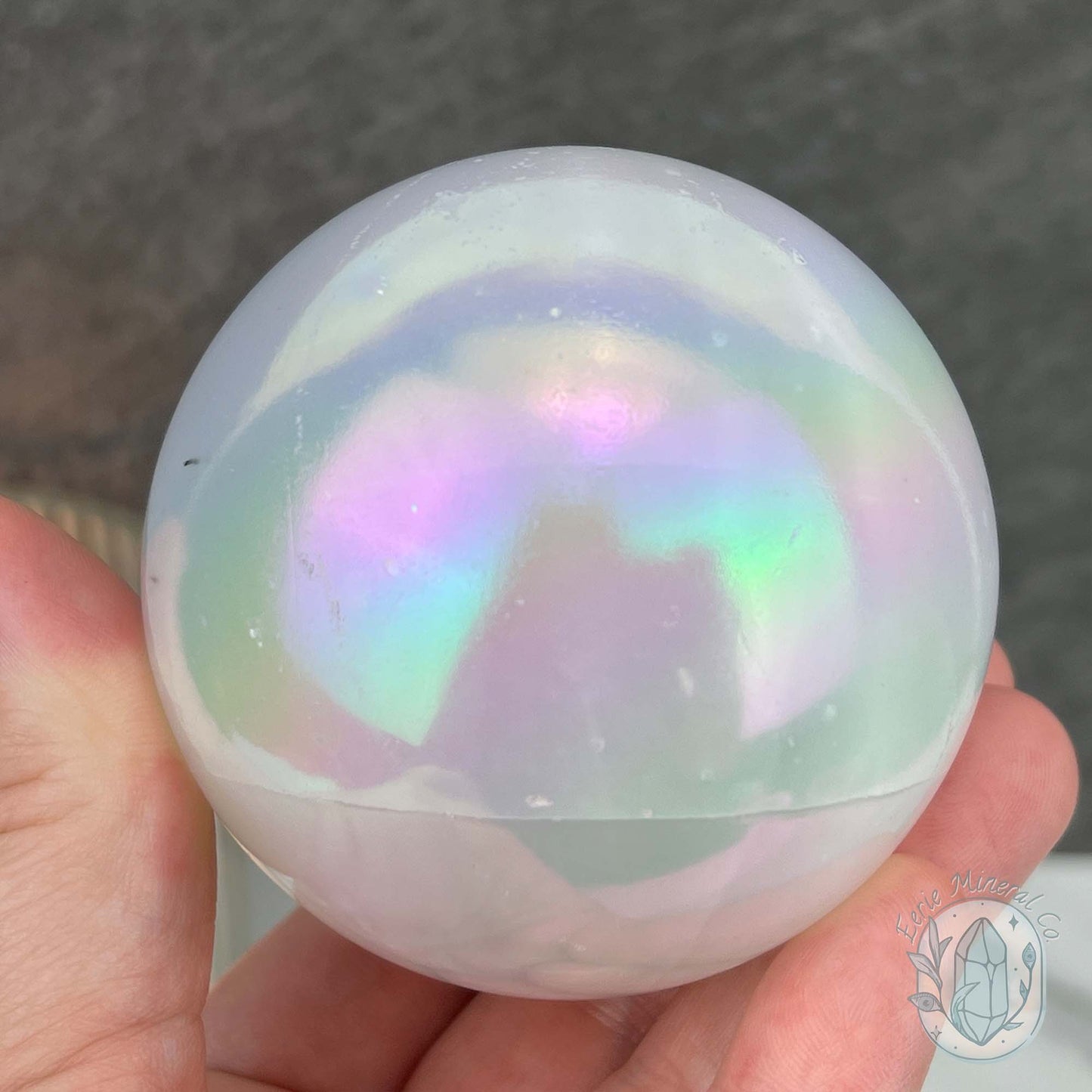 67mm Angel Aura Coated Selenite Sphere