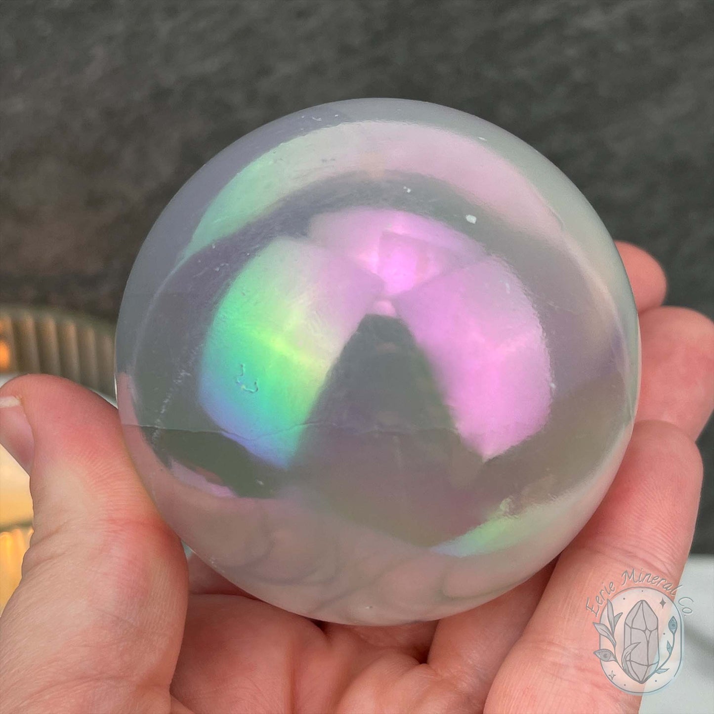 67mm Angel Aura Coated Selenite Sphere