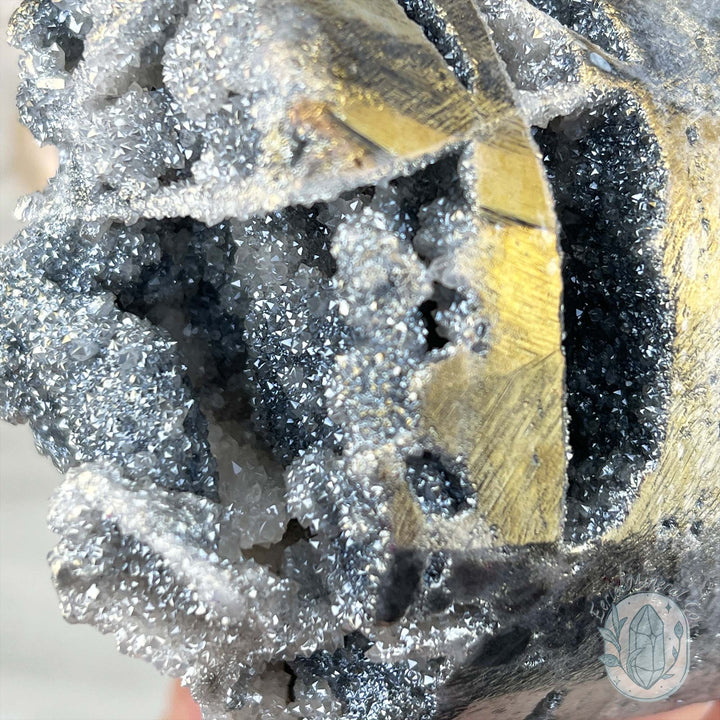 Angel Aura Sphalerite with Quartz Skull Carvings