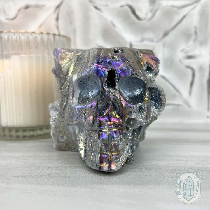 Angel Aura Sphalerite with Quartz Skull Carvings