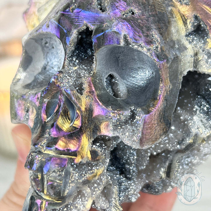 Angel Aura Sphalerite with Quartz Skull Carvings