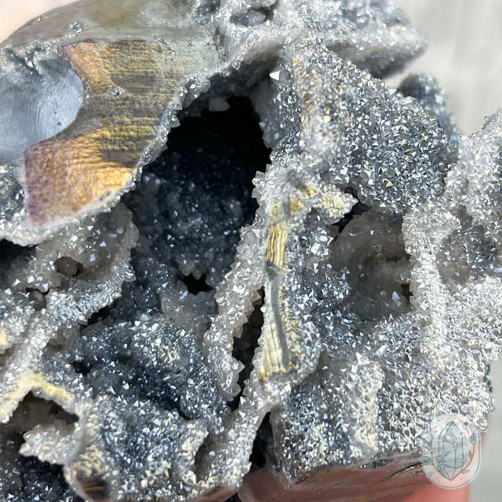 Angel Aura Sphalerite with Quartz Skull Carvings