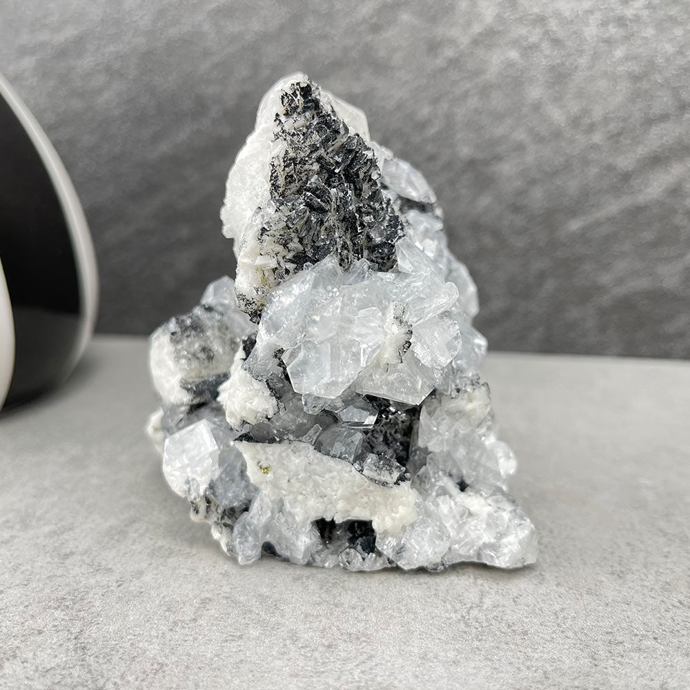 Apophyllite crystal with black chalcedony
