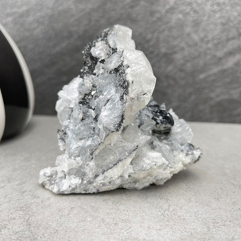 Apophyllite crystal with black chalcedony
