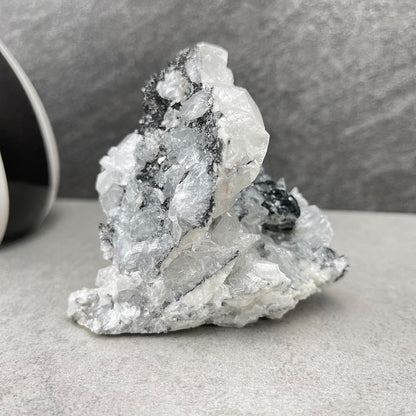 Apophyllite crystal with black chalcedony