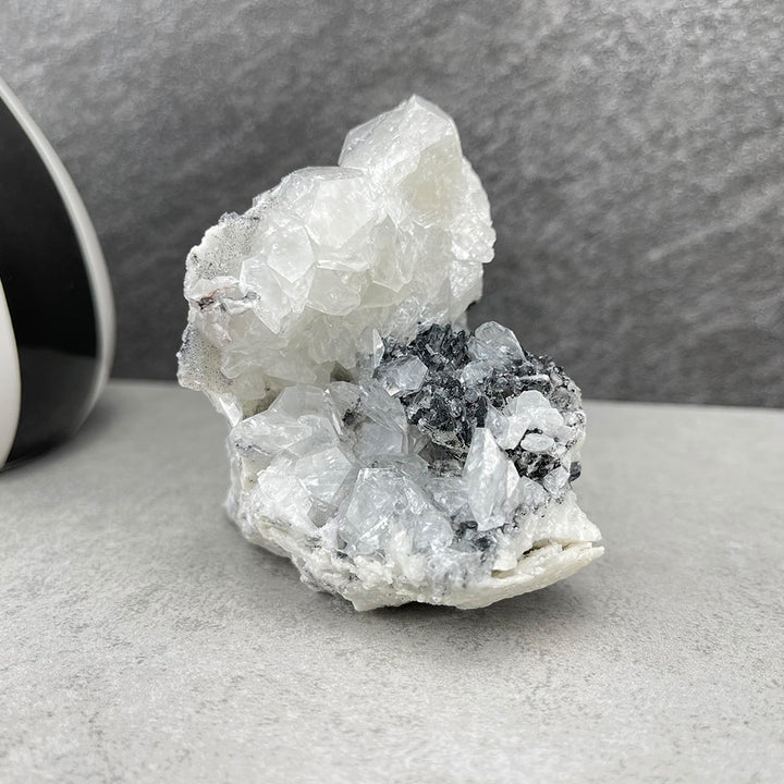 Apophyllite crystal with black chalcedony