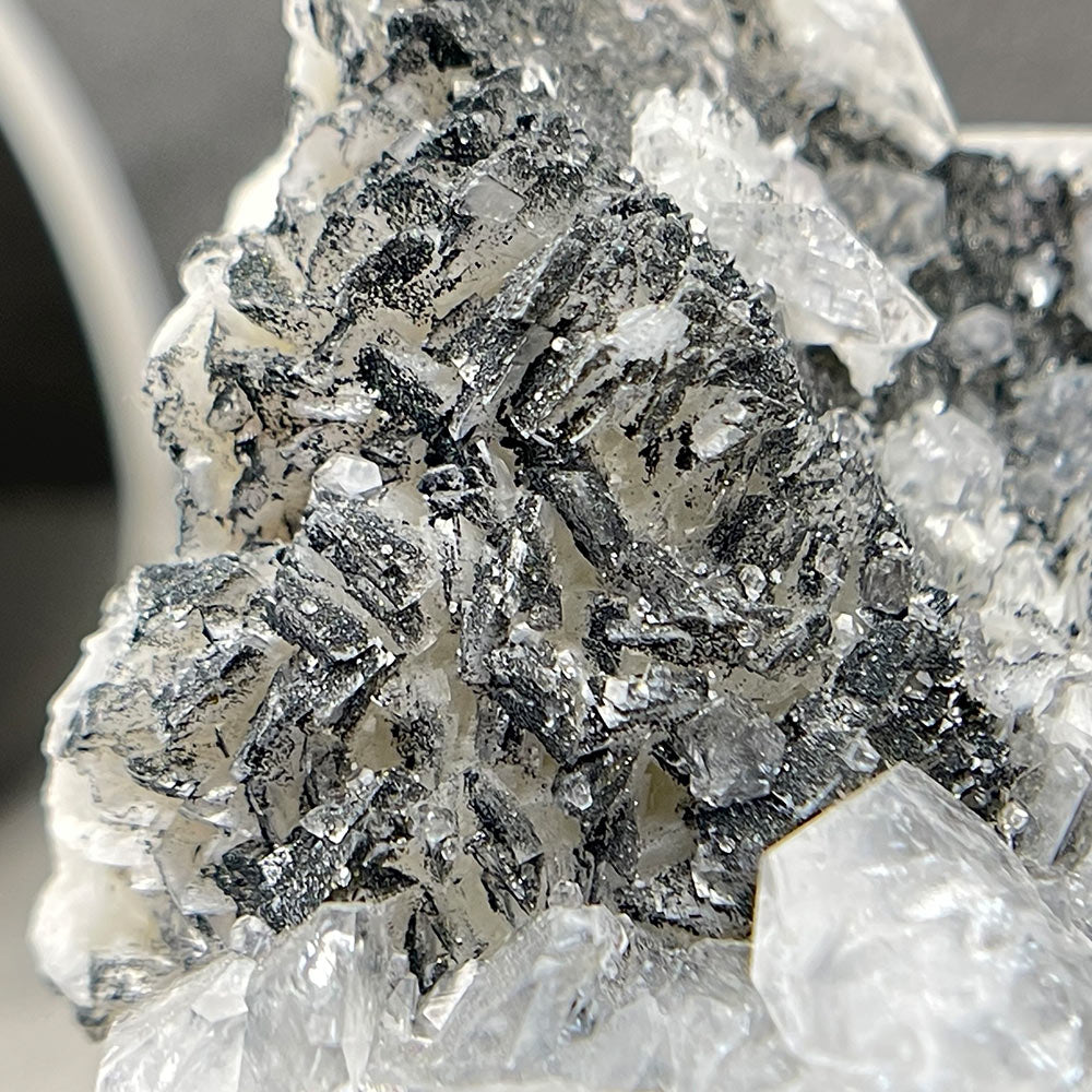 Apophyllite crystal with black chalcedony