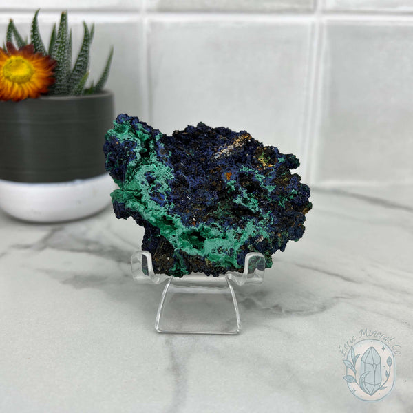 Fibrous Malachite and Druzy Azurite Slab Specimen